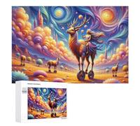 1000 PCS Jigsaw Puzzles for Teenagerss Fantasy Deer Ride Landscape Jigsaw Puzzle Toy Wall Decor Difficult Hard Unique Birthday And Xmas Gifts 1000 PCS