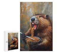 1000 PCS Jigsaw Puzzles for Teenagerss Funny Beaver Ramen Noodles Puzzles for Adults DIY Toys Difficult Challenge Stress Reduction Gifts 1000 PCS