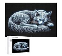 1000 PCS Jigsaw Puzzles for Teenagerss Glowing Neon Cat Art Print Jigsaw Puzzle Toy Wall Decor Difficult Hard Unique Birthday And Xmas Gifts 1000 PCS
