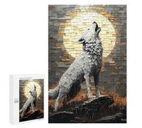 1000 PCS Jigsaw Puzzles for Teenagerss Howling Wolf Under Moonlight - Bold Impasto Artwork Adult Jigsaw Puzzle Family Games Improve Memory Help The Brain Exercise 1000 PCS