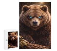1000 PCS Jigsaw Puzzles for Teenagerss Intense Brown Bear with Glowing Eyes Adult Jigsaw Family Games Stress Reliever Stress Reduction Gifts 1000 PCS
