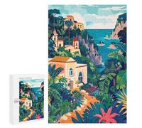 1000 PCS Jigsaw Puzzles for Teenagerss Italy Capri Minimalist Illustration Puzzle for Adults Relaxing Games Improve Memory Fun Activities at Home 1000 PCS