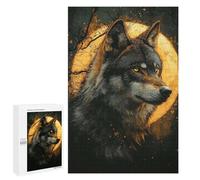 `1000 PCS Jigsaw Puzzles for Teenagerss Jigsaw Alpha Wolf Under Full Moon Jigsaw for Adults Family Games Birthday Present Deal As Gifts for The Whole Family 1000 PCS