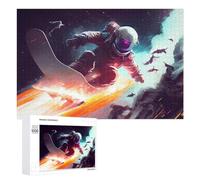 1000 PCS Jigsaw Puzzles for Teenagerss Jigsaw Astronaut Snowboarding in Space Puzzle for Adults Relax Games Improve Memory for Birthday, Chrismas 1000 PCS