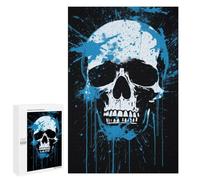 1000 PCS Jigsaw Puzzles for Teenagerss Jigsaw Blue Splash Skull Artwork Jigsaw Hands-on Game Improve Memory for Birthday, Chrismas 1000 PCS