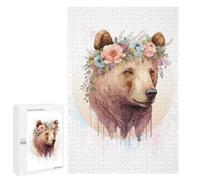 1000 PCS Jigsaw Puzzles for Teenagerss Jigsaw Brown Bear Watercolor Art Puzzles for Adults Brain Teaser Game But Fun And Humorous Help The Brain Exercise 1000 PCS