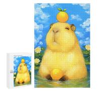 `1000 PCS Jigsaw Puzzles for Teenagerss Jigsaw Capybara with Orange Fruit Jigsaw for Adults Family Games Birthday Present Deal As Gifts for The Whole Family 1000 PCS