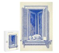 1000 PCS Jigsaw Puzzles for Teenagerss Jigsaw Cat Sleeping by Open Window Jigsaws for Adults Family Games For Family Fun Deal As Gifts for The Whole Family 1000 PCS