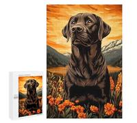 1000 PCS Jigsaw Puzzles for Teenagerss Jigsaw Chocolate Labrador in Mountain Landscape Puzzles for Adults Brain Teaser Game But Fun And Humorous Help The Brain Exercise 1000 PCS