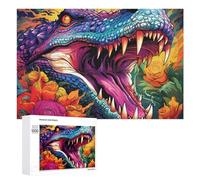 1000 PCS Jigsaw Puzzles for Teenagerss Jigsaw Colorful Crocodile with Flowers Puzzle for Adults Relax Games Improve Memory for Birthday, Chrismas 1000 PCS