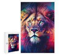 1000 PCS Jigsaw Puzzles for Teenagerss Jigsaw Colorful Lion Portrait Artwork -9 Adult Jigsaw Brain Teaser Game Hand Speed Race Stress Reduction Gifts 1000 PCS