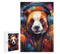 1000 PCS Jigsaw Puzzles for Teenagerss Jigsaw Colorful Panda with Headphones Jigsaw Hands-on Game Improve Memory for Birthday, Chrismas 1000 PCS