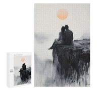 `1000 PCS Jigsaw Puzzles for Teenagerss Jigsaw Couple on Clifftop with Serene Sunset Glow Jigsaw for Adults Family Games Birthday Present Deal As Gifts for The Whole Family 1000 PCS