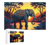1000 PCS Jigsaw Puzzles for Teenagerss Jigsaw Enchanted Sunset Elephant Jigsaw Hands-on Game Improve Memory for Birthday, Chrismas 1000 PCS