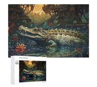 1000 PCS Jigsaw Puzzles for Teenagerss Jigsaw Fantasy Crocodile in Lush Jungle Puzzle for Adults Relax Games Improve Memory for Birthday, Chrismas 1000 PCS