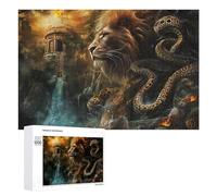 1000 PCS Jigsaw Puzzles for Teenagerss Jigsaw Fantasy Lion Vs. Serpent Epic Battle Scene Puzzle for Adults Relax Games Improve Memory for Birthday, Chrismas 1000 PCS