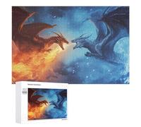 1000 PCS Jigsaw Puzzles for Teenagerss Jigsaw Fire Vs. Ice Dragons Battle Puzzle for Adults Relax Games Improve Memory for Birthday, Chrismas 1000 PCS