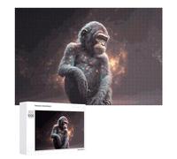 1000 PCS Jigsaw Puzzles for Teenagerss Jigsaw Galactic Gorilla Cosmic Chimpanzee Portrait Puzzle for Adults Relax Games Improve Memory for Birthday, Chrismas 1000 PCS
