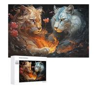 1000 PCS Jigsaw Puzzles for Teenagerss Jigsaw Golden And Silver Tigers A Digital Artwork Jigsaw Hands-on Game Improve Memory for Birthday, Chrismas 1000 PCS