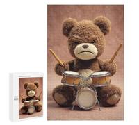 1000 PCS Jigsaw Puzzles for Teenagerss Jigsaw Grumpy Teddy Bear Drummer Jigsaws for Adults Family Games For Family Fun Deal As Gifts for The Whole Family 1000 PCS