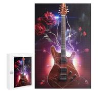1000 PCS Jigsaw Puzzles for Teenagerss Jigsaw Guitar with Roses Artwork Jigsaw Hands-on Game Improve Memory for Birthday, Chrismas 1000 PCS