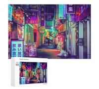 1000 PCS Jigsaw Puzzles for Teenagerss Jigsaw Japanese Street Lights Puzzles for Adults Brain Teaser Game But Fun And Humorous Help The Brain Exercise 1000 PCS