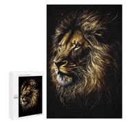 1000 PCS Jigsaw Puzzles for Teenagerss Jigsaw Lion Black Gold Dark BG Jigsaws for Adults Family Games For Family Fun Deal As Gifts for The Whole Family 1000 PCS