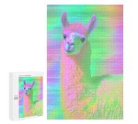 `1000 PCS Jigsaw Puzzles for Teenagerss Jigsaw Llama in Neon Glow Jigsaw for Adults Family Games Birthday Present Deal As Gifts for The Whole Family 1000 PCS