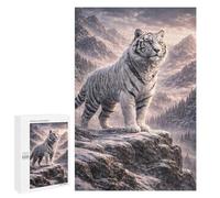 1000 PCS Jigsaw Puzzles for Teenagerss Jigsaw Majestic White Tiger in Mountain Landscape Puzzles for Adults Brain Teaser Game But Fun And Humorous Help The Brain Exercise 1000 PCS
