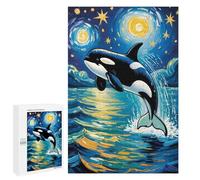 1000 PCS Jigsaw Puzzles for Teenagerss Jigsaw Moonlit Ocean An Orca’s Leap Under The Starry Sky Van Gogh Style Art Jigsaws for Adults Family Games For Family Fun Deal As Gifts for The Whole Family 100