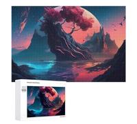 1000 PCS Jigsaw Puzzles for Teenagerss Jigsaw Mystical Planet with Red Tree Puzzle for Adults Relax Games Improve Memory for Birthday, Chrismas 1000 PCS