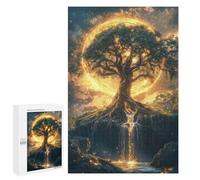 `1000 PCS Jigsaw Puzzles for Teenagerss Jigsaw Mystical Tree with Golden Aura Jigsaw for Adults Family Games Birthday Present Deal As Gifts for The Whole Family 1000 PCS