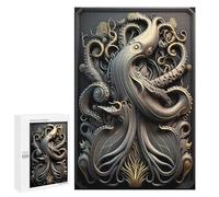 1000 PCS Jigsaw Puzzles for Teenagerss Jigsaw Octopus Golden Art Deco Puzzles for Adults Brain Teaser Game But Fun And Humorous Help The Brain Exercise 1000 PCS