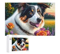 1000 PCS Jigsaw Puzzles for Teenagerss Jigsaw Painted Dog with Flowers Jigsaw Hands-on Game Improve Memory for Birthday, Chrismas 1000 PCS