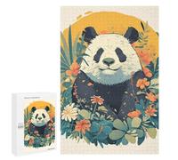 1000 PCS Jigsaw Puzzles for Teenagerss Jigsaw Panda in Floral Garden Illustration Jigsaws for Adults Family Games For Family Fun Deal As Gifts for The Whole Family 1000 PCS