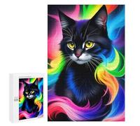 1000 PCS Jigsaw Puzzles for Teenagerss Jigsaw Rainbow Whiskered Cat Adult Jigsaw Brain Teaser Game Hand Speed Race Stress Reduction Gifts 1000 PCS