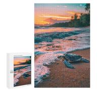 `1000 PCS Jigsaw Puzzles for Teenagerss Jigsaw Sea Turtle Sunset Beach Ocean Sea Sand Jigsaw for Adults Family Games Birthday Present Deal As Gifts for The Whole Family 1000 PCS