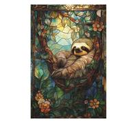 1000 PCS Jigsaw Puzzles for Teenagerss Jigsaw Stained Glass Sloth Jigsaw Fun Games Wall Decoration Unique Birthday And Gifts 1000 PCS