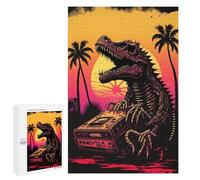 1000 PCS Jigsaw Puzzles for Teenagerss Jigsaw VHS Dinosaur Sunset Puzzle for Adults Relax Games Improve Memory for Birthday, Chrismas 1000 PCS