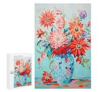 1000 PCS Jigsaw Puzzles for Teenagerss Jigsaw Vibrant Floral Arrangement in Blue Vase Puzzle for Adults Relax Games Improve Memory for Birthday, Chrismas 1000 PCS