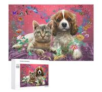 1000 PCS Jigsaw Puzzles for Teenagerss Jigsaw Whimsical Pet Portrait with Flowers Jigsaw Hands-on Game Improve Memory for Birthday, Chrismas 1000 PCS