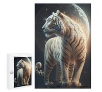 1000 PCS Jigsaw Puzzles for Teenagerss Jigsaw White Tiger Moonlit Majesty Adult Jigsaw Puzzle Hands-on Game Hand Speed Race for Birthday, Chrismas 1000 PCS