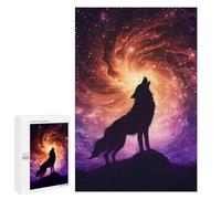 `1000 PCS Jigsaw Puzzles for Teenagerss Jigsaw Wolf Howling at Cosmic Vortex Sky Jigsaw for Adults Family Games Birthday Present Deal As Gifts for The Whole Family 1000 PCS