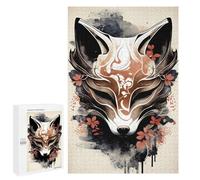 1000 PCS Jigsaw Puzzles for Teenagerss Kitsune Fox Mask Ink Wash Jigsaw for Adults Hands-on Game Difficult Hard Unique Birthday And Gifts 1000 PCS