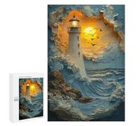 1000 PCS Jigsaw Puzzles for Teenagerss Lighthouse in Stormy Sea Teenagers Puzzles Brain Teaser Game Enhance Memory Christmas Birthday Gifts 1000 PCS