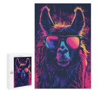 1000 PCS Jigsaw Puzzles for Teenagerss Llama Sunglasses Retro Adult Puzzles Hands-on Game Hand Speed Race Fun at Home Activities, 1000 PCS