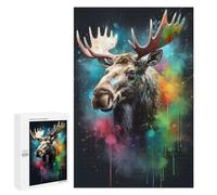 1000 PCS Jigsaw Puzzles for Teenagerss Moose Painting Adult Puzzles Hands-on Game Hand Speed Race Fun at Home Activities, 1000 PCS
