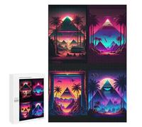1000 PCS Jigsaw Puzzles for Teenagerss Neon Desert Pyramids Jigsaws for Adults Relax Games Wall Decoration Help The Brain Exercise 1000 PCS