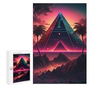 1000 PCS Jigsaw Puzzles for Teenagerss Neon Pyramid Sunset Jigsaws for Adults Relax Games Wall Decoration Help The Brain Exercise 1000 PCS