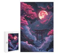 1000 PCS Jigsaw Puzzles for Teenagerss Neon Torii Gate Nightscape Jigsaws for Adults Relax Games Wall Decoration Help The Brain Exercise 1000 PCS